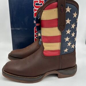 Durango Rebel Leather Boots Men 11 EE Brown Western Patriotic Pull On DB5554 NEW